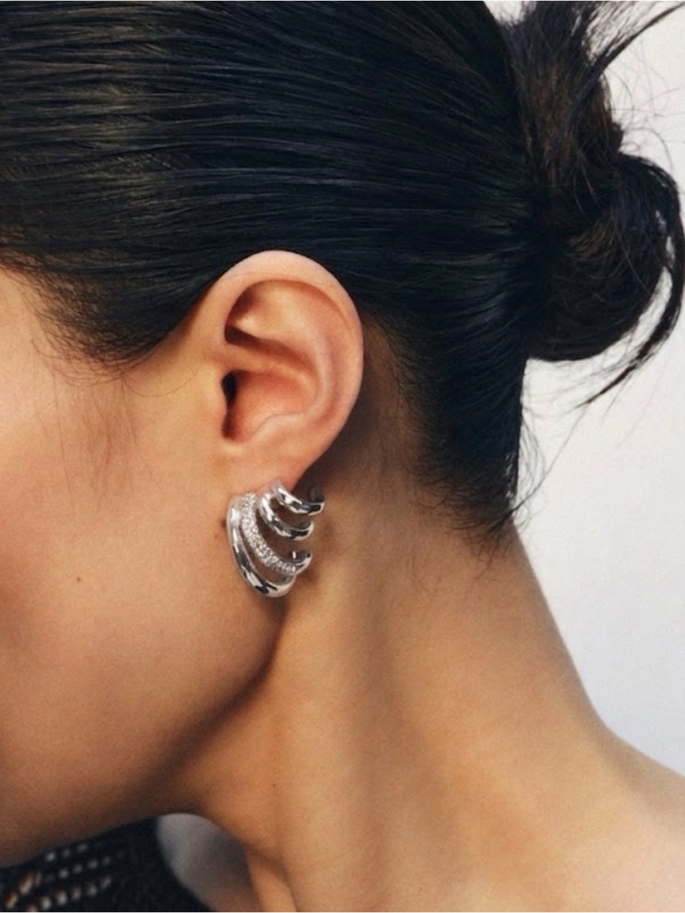 Zara Silver Multi-Row Hoop Earrings - Elegant Jewelry